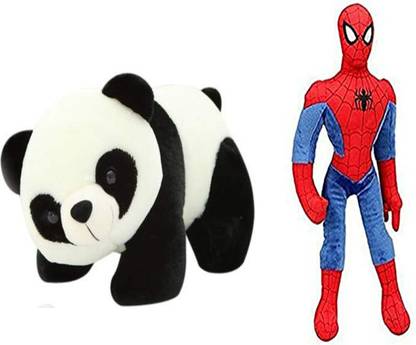 LABATHWAYS Spiderman & Panda Combo Pack Plush Soft Toy Cute Kids toy, Toy for girl, birthday gift for girl/boys, toy gift for girlsSFTK -(Size: 52 & 30 cm.)  - 30 cm
