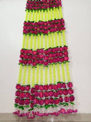 LOVANSH Artificial Flowers Toran Garlands Latkan For Home Decorations,Diwali Pooja,Durga Pooja, Birthday and Marriage, Party Decoration,Door Decoration,Wall Decoration,Hanging Toran, Pack of 12 Strings,Size 6 Feet String Toran