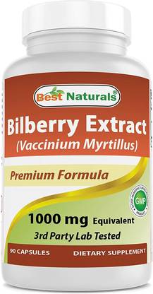 Best Naturals Bilberry Extract 1000mg Capsule (Non-GMO) Supports Healthy Vision, 90 Count