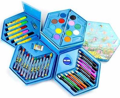 SEAHAVEN Color Art Craft Kit for Kids-Mixed Characters - All in 1 Colors Box - Color Pencil ,Crayons , Water Color, Sketch Pens Set Of 46 Pieces