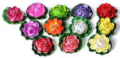 Ryme Pack Of 12 Floating Flower Arrangement Multicolor Lotus Artificial Flower
