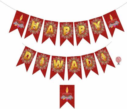 PartyballoonsHK Happy Diwali Bunting Banner for diwali decorations Banner
