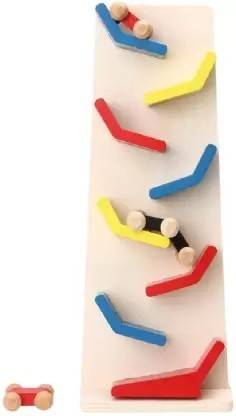 Kandle Wooden Slippery Car Wooden Mini Car Speed Racing Toy Zig Zag Drop Game 8 Slant Permanent Fixed Tracks Party & Fun Board Game