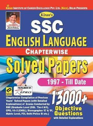 Kiran Ssc English Language Chapterwise Solved Papers 1997 Till Date 13000+ Objective Questions