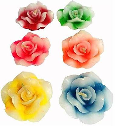 BREVVA VXI™-301-VG-Set of 6 Flower Shape Floating Tea Light Candles for Diwali Decoration Items Candle