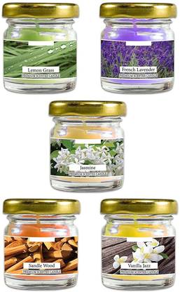 BREVVA XIX™-914-HJ-Lemon Grass,French Lavender,Jasmine,Sandle Wood,Vanilla Jazz Scented Glass Jar Candle Candle