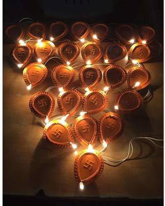 S K Bright Diwali Diya Deepak Rice Light - Decoration 21 DEEP LED String Light Candle
