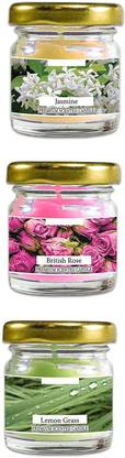 BREVVA IX -963-ML-Jasmine,British Rose,Lemon Grass Scented Glass Jar Candle Candle