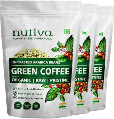 Nutiva Combo of 3 Green Coffee Beans - 150 Gram Each | For Immunity Building and Weight Loss | Premium Grade 100% Unroasted Arabica Green Coffee Beans