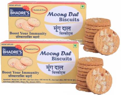 Dr.BHADRE'S Moong Dal Biscuits 360 gm ( 180 gm X 2 ) | Biskuit combo pack of 2 Multi Grain Biscuit