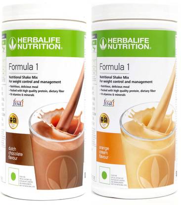 HERBALIFE 2 PCS OF Formula 1 Nutritional Shake Mix CHOCOLATE + ORANGE Flavor Plant-Based Protein