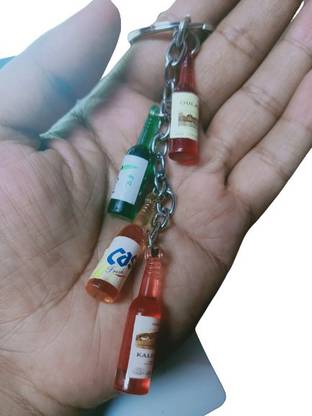 365 Degree Pack of 3 Beer bottle Keychain for Bikes ( Multicolor, 4 Bottles in each Keychain ) Key Chain