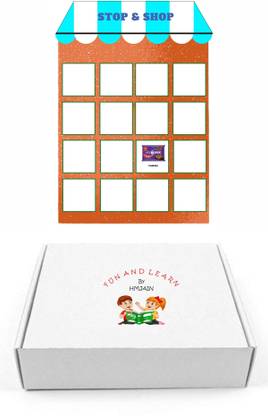 Fun and Learn Shopping Cart Stop And Shop with 3 sheet of stop and shop ,1 sheet of Refrigerator ,1 Shopping Cart,1 Shopping Basket,8 Shopping List ,56 Cut out pieces with Velcro