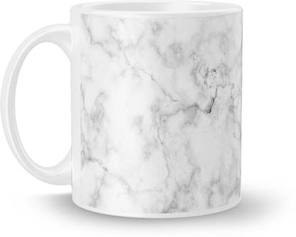 MUGKIN A-21 Incredible Marble Looks Pattern Printed White Ceramic Coffee Mug