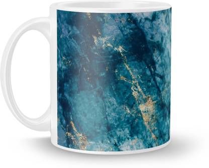 MUGKIN A-12 Incredible Liquid Marble Color Pattern Printed White Ceramic Coffee Mug