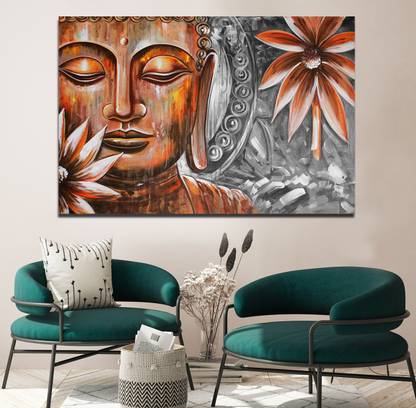 Imaging Canvas Meditation Buddha Art Landscape Canvas Painting Oil 22 inch x 34 inch Painting
