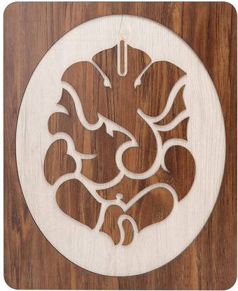 Life Boost Ganesha Home Decorative Photo Framed 2 Layer Ganesha Wooden Photo Frame for Wall Laser Engraved Unique Wooden 3D Photo Frame for Office 14 inch 3D (Brown) 14 inch 3D