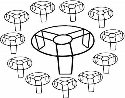 AppEasy Metal Round Pot Stand 12 PC Small 21.5x21.5x10 cm Plant Container Set