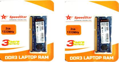 SPEEDSTAR 2GB DDR3 1333 So-Dimm DDR3 2 GB (Single Channel) Laptop SDRAM (2GB DDR3 Ram for Laptop 1333 MHZ (Pack of 2))