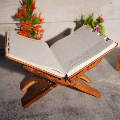 Giftoshopee Handmade & Handcraft Sheesham Wooden Book Holder Display Stand Folding Religious Prayer Free Reading Stand with Intricate Carvings, Rehal for Religious Holy Books Wooden Brown Rehal