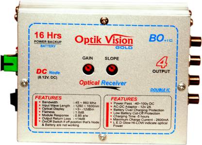 optik vision gold 16 Hour Battery Backup 4 Output DC Node For Cable TV Media Streaming Device