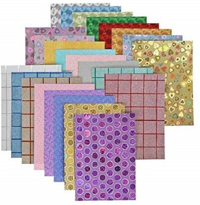 DSR A4 Size 80 GSM Holographic Card Glitter Sheets and Designs - for Arts & Crafts, Scrapbooking, Paper Decorations and Other Activities. (Pack of 10) Silhouette Paper Sheet