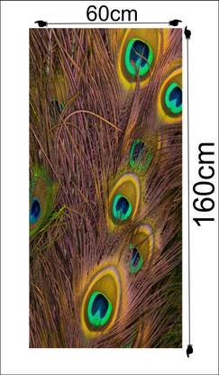 Decoration Designs 60 cm Peacock feather wallpaper poster Adhesive Vinyl sticker fridge wrap decorative sticker (pvc vinyl covering area 60cm X 160cm )FG0304 Self Adhesive Sticker