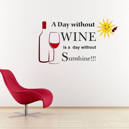 Divine studio 65 cm Quote Wine (65 cm x 111 cm) Self Adhesive Sticker