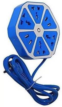 Schsteindar Hexagon Socket Extension Cord Board with 4 USB 2.0Amp Charging Point 4  Socket Extension Boards