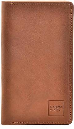 CANVAS & AWL Genuine Leather Unisex Design Mini Travel Wallet & Documents Organizer (Brown)