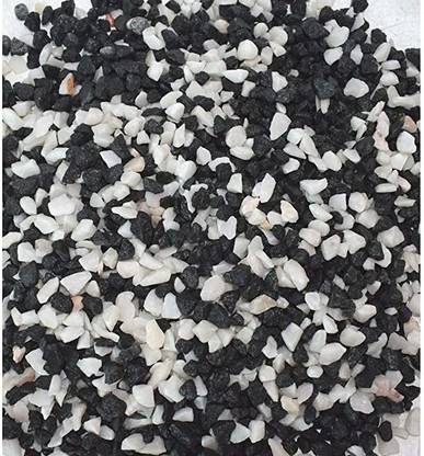 MAK TRADER Stone Decorative Aquarium and Vase Filler pebbles for Home, Garden & Outdoor Decoration (Black & White_1Kg) Carved Angular Rock Stone