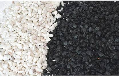 VANNEF Decorative Stones White & Black Marble Chips Pebble Stones For Aquarium Home Garden Indoor & Outdoor Decoration Gravel Unplanted Substrate