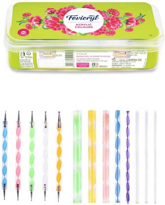 lico Mandala Art & Dot Painting Set (Pack of 10 Fabric Colors, 8 Mandala Sticks & 5 Dotting Tools.