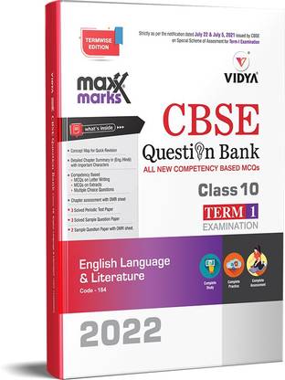 English Language & Literature Class 10 Term 1 Max Marks CBSE Vidya Question Bank  - CBSE MCQS Chapterwise, Class 10 with the Largest MCQ Question Pool for 11th December 2021 Term 1 Board Exam