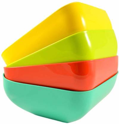 NEW CREATION Melamine Mixing Bowl ECO Square Fiber Mixing Bowl Set of 4 (300 ml) Color- Multicolor