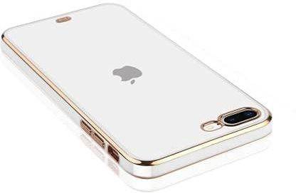 SIMWAY Back Cover for Apple iPhone 7 / 8 Plus Electroplated Cover Ultra Slim TPU Square Edge Case (Silicon) (Gold)