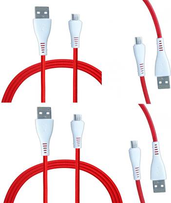 komstec Micro USB Cable 1 m Red Data Cable Combo Fast Charging Type v8 Charger