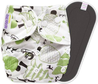 Bembika B Plus Printed Cloth Diapers for Babies, Washable Reusable, Adjustable Sizes with 5 Layer Bamboo Charcoal Insert (Christmas) 1YB1 - XL