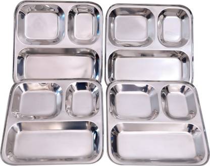 ANS Collection Set of 4 Steel Copper Platter with Attach Bowl Chip & Dip Tray