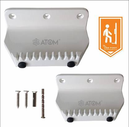 ATOM ADC12 Aluminium Super Strong Handsfree Foot Operated Pull Step Door Opener (WHITE) Door Kick Plate