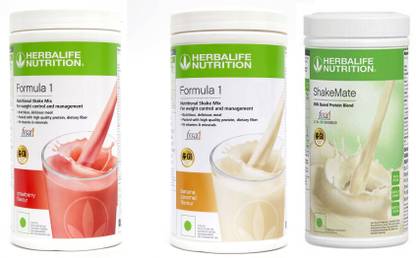 Herbalife Nutrition FORMULA1 STRAWBERRY 500 GRAM & BANANA 500 GRAM & SHAKEMATE 500 GRAM Protein Shake