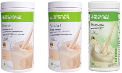 Herbalife Nutrition FORMULA1 VANILLA 500 GRAM & VANILLA 500 GRAM & SHAKEMATE 500 GRAM Protein Shake