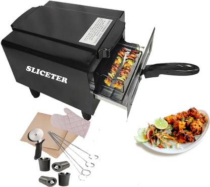 SLICETER Electric Tandoor 2000 Watt Iron Electric Tandoor (Aluminium Tray, Shockproof Rubber Legs, Pizza Cutter, Magic Cloth, Glove and Recipe Book) Electric Tandoor