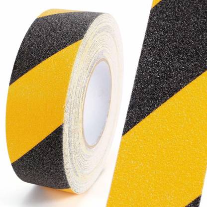TurtleGrip Heavy Duty Anti-SkidTape, Anti-Slip High Traction Grip Tape for slippery floor Self Adhesive | Fall Resistant Non slip (color) : Black & Yellow 10Mx50MM (size) Good Grip , Friction, Safety Anti Slip Tape, (Manual)
