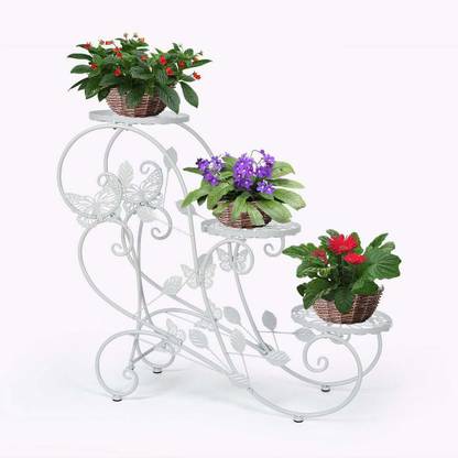 PISCINA 3 Stairs Spanish 3 Pot Stand (White) Iron Plant Stand Pot Stand Plant Container Set