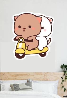 COMBO STICKER PACK OF 3 (8×10) ) OF PEACH GOMA MILK MOCHA BEAR PANDA LOVE BIRDS COUPLE TEDDY BEAR GOMMA MOCCHI PEACH STICKERSS Paper Print