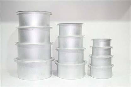 damurhu Pure Silver Aluminium Tope Set of -12 with Lids (24Pices)Cookware Set Size-8 to 20 Tope Set with Lid 5 L capacity 8 cm diameter
