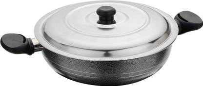Marlex Ebony Non Stick Kadhai 0.3 cm diameter with Lid 3 L capacity