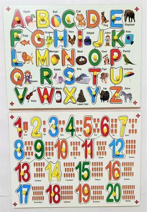 moryeyaji Combo Capital Alphabet Letters A to Z & 1 to 20 Counting Numbers With Pictures