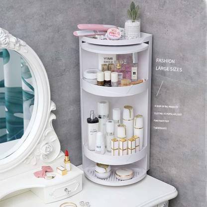 Rhydon Bathroom Rotating Triangle Storage Rack 360 Degree Rotating Multi-Function Organizer Plastic Triangle Shelf Dust-Proof Waterproof Corner Rack for Cabinet Bathroom Kitchen Bedroom Plastic Wall Shelf